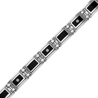 Mens 1/8 CT. T.W. Diamond Stainless Steel & Resin Link Bracelet