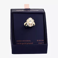 Sparkle Allure Womens Cubic Zirconia 14K Gold Over Brass Hypoallergenic Cocktail Ring