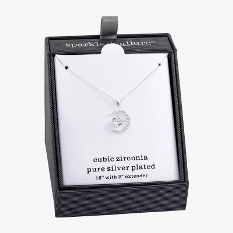 Sparkle Allure Cubic Zirconia 2 1/2 CT. T.W. Clear Pure Silver Over Brass Pendant Necklace