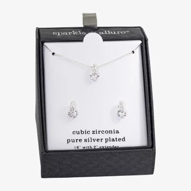 Sparkle Allure Womens 4 1/2 CT. T.W. Cubic Zirconia Pure Silver Over Brass 2-pc. Jewelry Set