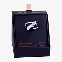 Sparkle Allure Womens 3.5MM Cubic Zirconia Pure Silver Over Brass Hypoallergenic Crossover Band