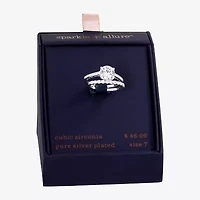 Sparkle Allure Womens Cubic Zirconia Pure Silver Over Brass Hypoallergenic Ring Set
