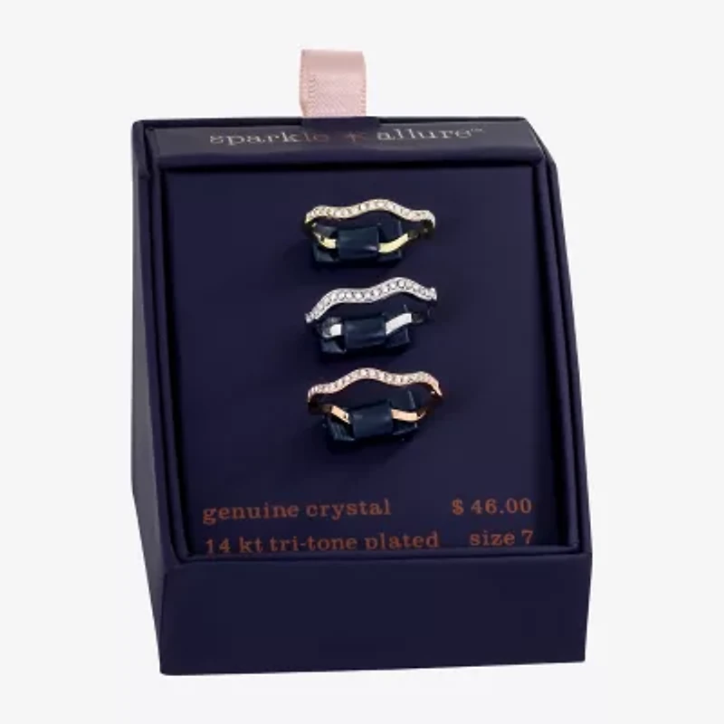 Sparkle Allure Womens Crystal 14k Rose Gold Over Brass Hypoallergenic Ring Set