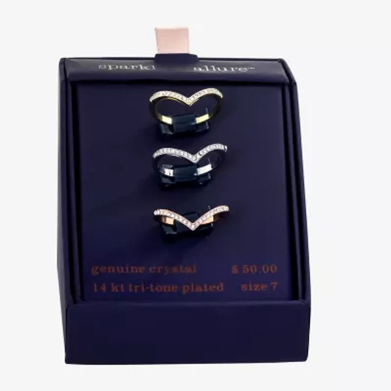 Sparkle Allure Womens Crystal 14k Rose Gold Over Brass Hypoallergenic Ring Set