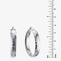 Womens Sterling Silver 35mm Round Hoop Earrings