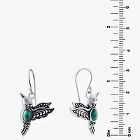 Hummingbird Womens Enhanced Blue Turquoise Sterling Silver Round Drop Earrings