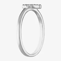 Girls White Diamond Sterling Silver Cross Delicate Cocktail Ring