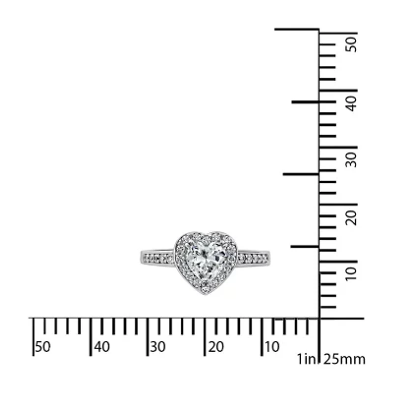 Diamonart Womens 1 7/8 CT. T.W. Cubic Zirconia Sterling Silver Heart Engagement Ring