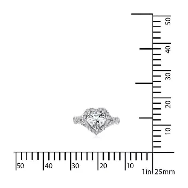 Womens 2 CT. T.W. Cubic Zirconia Sterling Silver Heart Engagement Ring