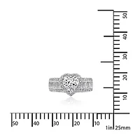 DiamonArt® Womens White Cubic Zirconia Sterling Silver Engagement Ring
