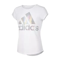 adidas Little Girls Round Neck Short Sleeve Regular Fit Graphic T-Shirt