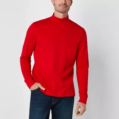 St. John's Bay Interlock Mens Long Sleeve Mock Neck Top