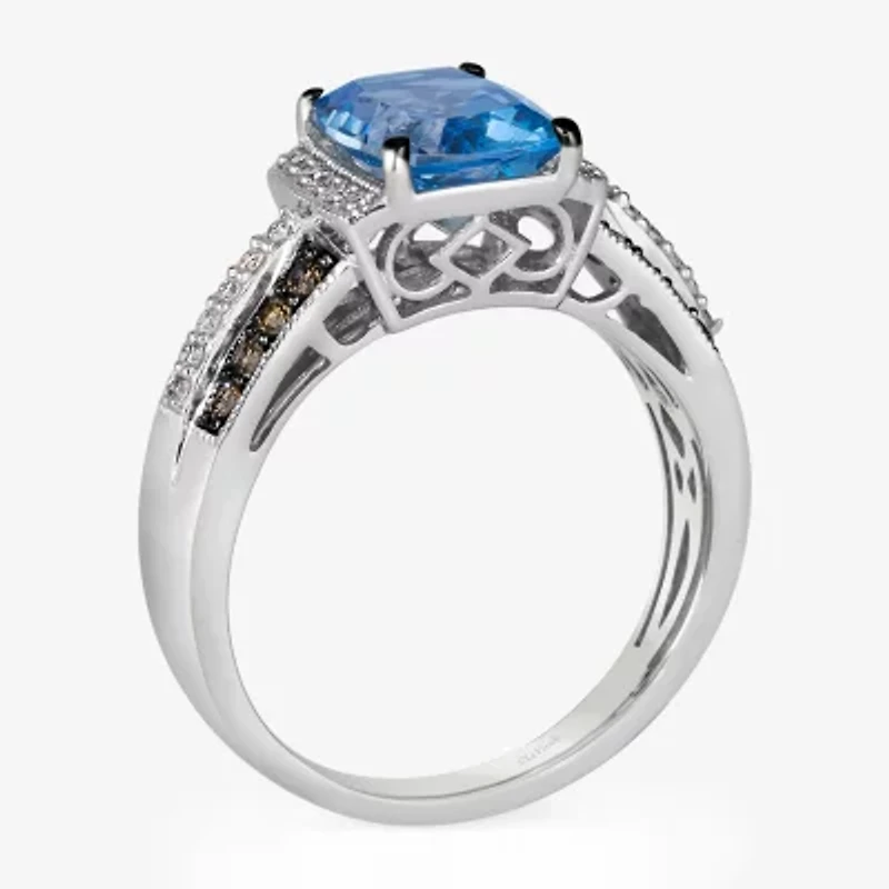 Le Vian® Grand Sample Sale™ Ring featuring 2 1/4 CT. Blue Topaz 1/5 CT. Chocolate Diamonds® 1/6 CT. Nude Diamonds™ set in 14K Vanilla Gold®