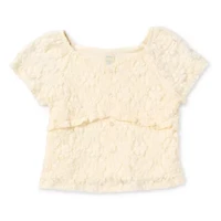Thereabouts Little & Big Kid Girls Round Neck Short Sleeve Lace Blouse