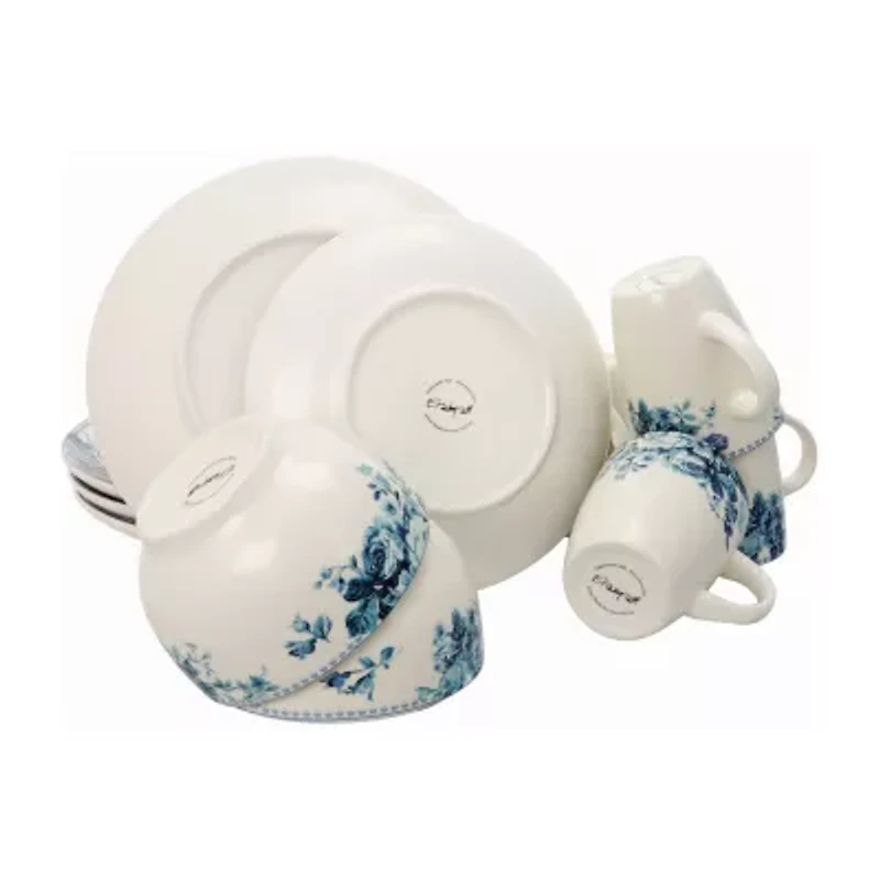 Elama Traditional Blue Rose 16-pc. Dinnerware Set