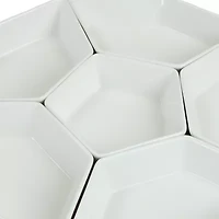 Elama Signature 12 Inch 7pc Condiment Server Set with a Bamboo Lazy Suzan Serving Tray