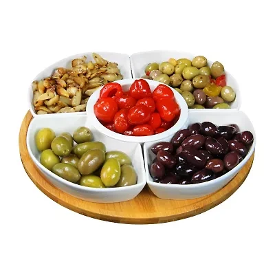Elama Signature 12 1/4 Inch 6pc Lazy Susan Appetizer and Condiment Server Set