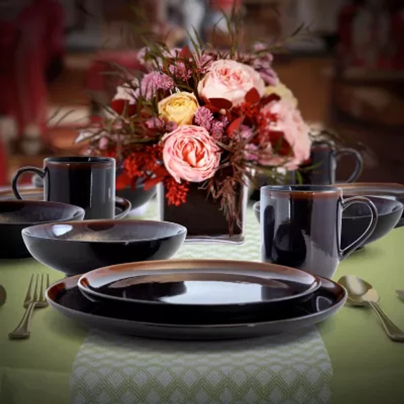 Elama Midnight Beach 16-pc. Stoneware Dinnerware Set