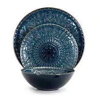 Elama Deep Sea Mozaic 16-pc. Stoneware Dinnerware Set