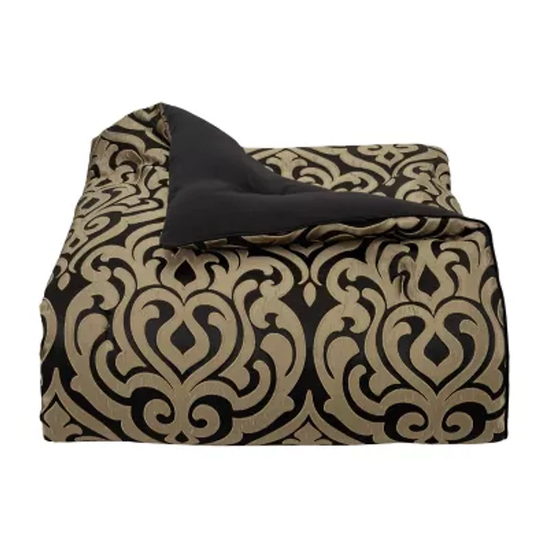 Queen Street Blythe Black & Gold 4-pc. Midweight Embellished Comforter Set