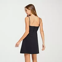 City Triangle Embellished Bow Womens Juniors A-Line Dress