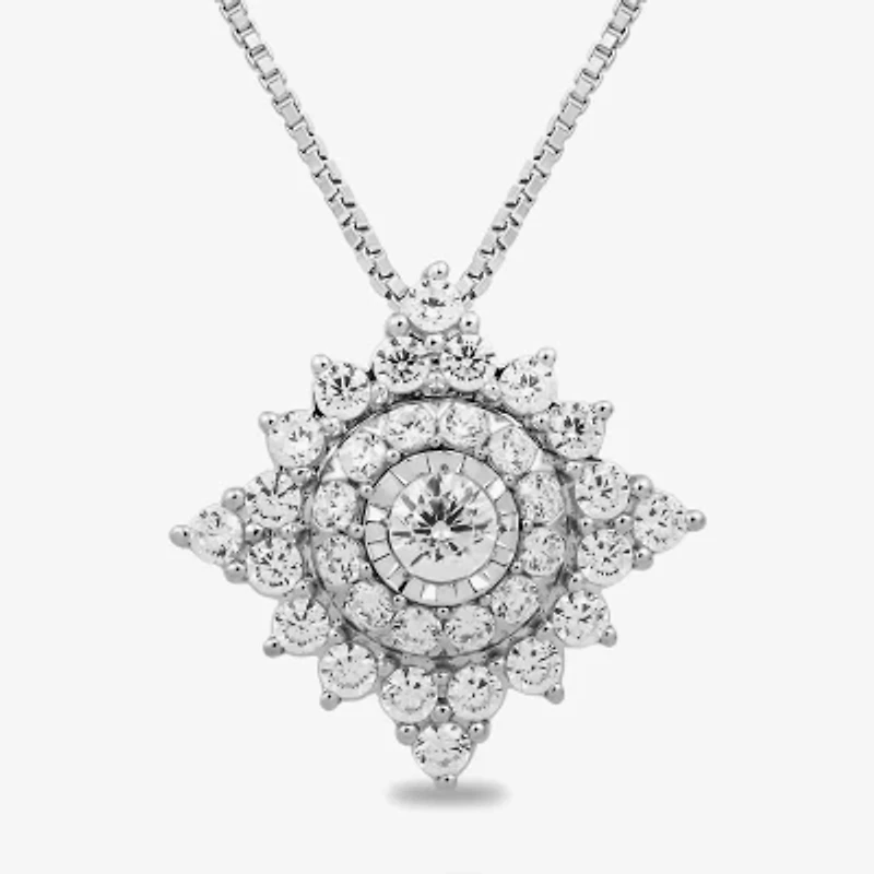 Womens 1/ CT. T.W. Lab Grown White Diamond 10K White Gold Inch Pendant Necklace