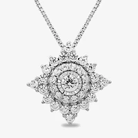 Womens 1/ CT. T.W. Lab Grown White Diamond 10K White Gold Inch Pendant Necklace