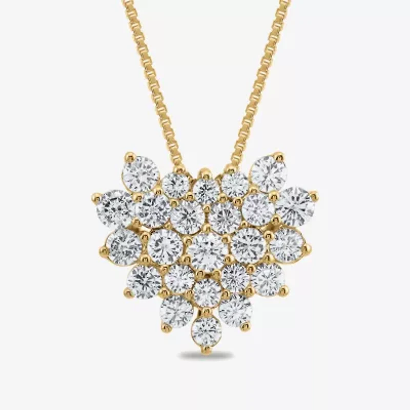 Womens CT. T.W. Lab Grown White Diamond 10K Gold Heart 18 Inch Pendant Necklace