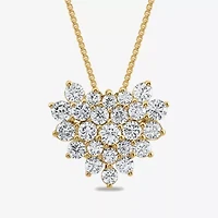 Womens CT. T.W. Lab Grown White Diamond 10K Gold Heart 18 Inch Pendant Necklace
