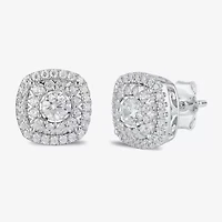 1 CT. T.W. Lab Grown White Diamond 10K White Gold 10.3mm Cushion Stud Earrings