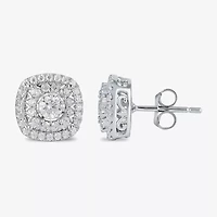 1 CT. T.W. Lab Grown White Diamond 10K White Gold 10.3mm Cushion Stud Earrings