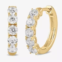 Womens 1 CT. T.W. Lab Grown White Diamond 10K White Gold 14.5mm Hoop Earrings