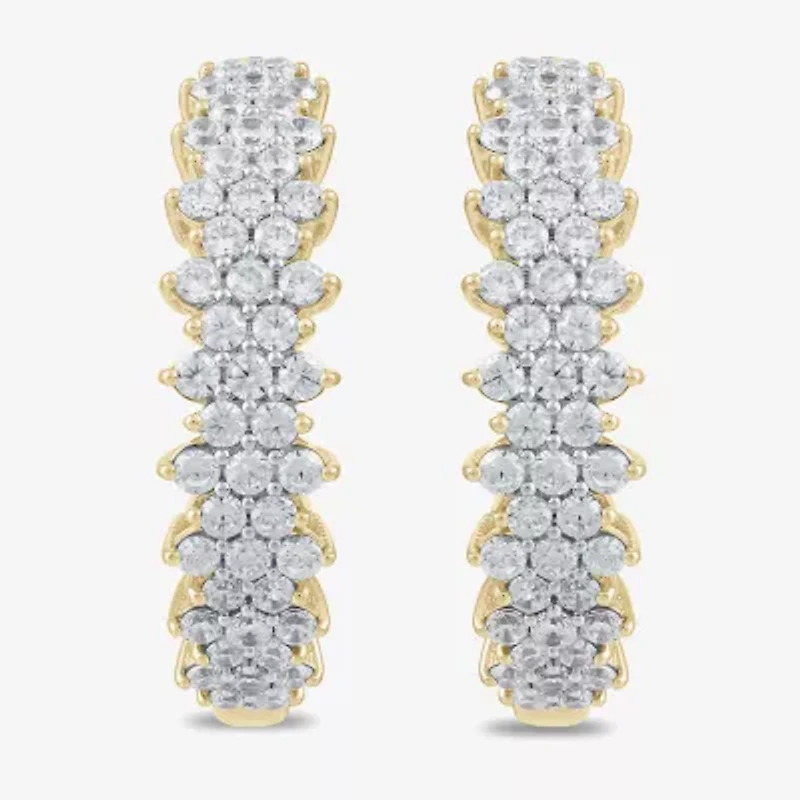 Womens 1 CT. T.W. Lab Grown White Diamond 10K Gold 20.5mm Hoop Earrings