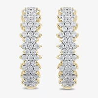 Womens 1 CT. T.W. Lab Grown White Diamond 10K Gold 20.5mm Hoop Earrings