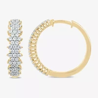 Womens 1 CT. T.W. Lab Grown White Diamond 10K Gold 20.5mm Hoop Earrings