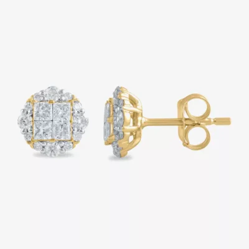 1 CT. T.W. Lab Grown White Diamond 10K Gold 8.5mm Stud Earrings