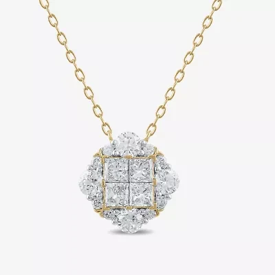 Womens 1 CT. T.W. Lab Grown White Diamond 10K Gold 18 Inch Pendant Necklace