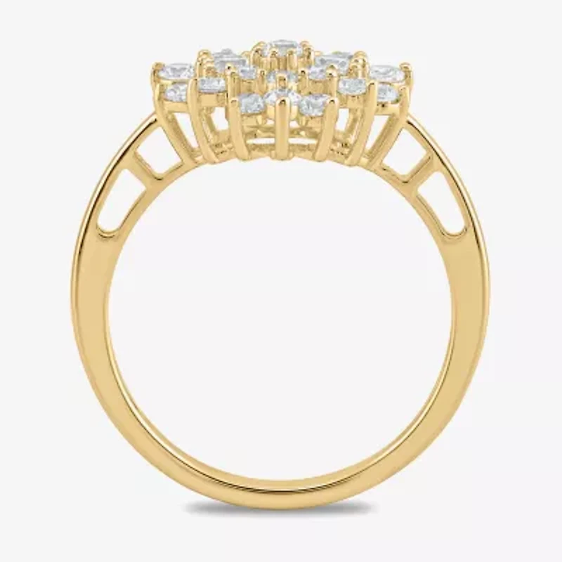 Womens 3/4 CT. T.W. Lab Grown White Diamond 10K Gold Heart Cluster Cocktail Ring