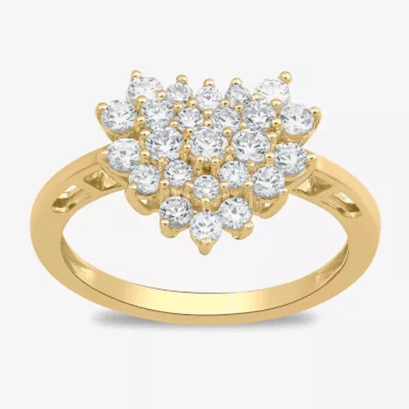 Womens 3/4 CT. T.W. Lab Grown White Diamond 10K Gold Heart Cluster Cocktail Ring