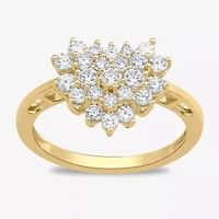 Womens 3/4 CT. T.W. Lab Grown White Diamond 10K Gold Heart Cluster Cocktail Ring