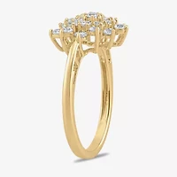 Womens 3/4 CT. T.W. Lab Grown White Diamond 10K Gold Heart Cluster Cocktail Ring