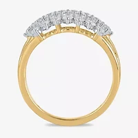 Womens 1 CT. T.W. Lab Grown White Diamond 10K Gold Cluster Cocktail Ring