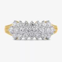 Womens 1 CT. T.W. Lab Grown White Diamond 10K Gold Cluster Cocktail Ring