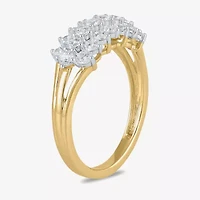 Womens 1 CT. T.W. Lab Grown White Diamond 10K Gold Cluster Cocktail Ring