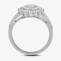 Womens 1 CT. T.W. Lab Grown White Diamond 10K Gold Side Stone Cocktail Ring