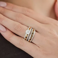 (G / Si2) Womens 2 CT. T.W. Lab Grown White Diamond 10K Gold Side Stone Bridal Set