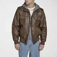 Levi's Mens Faux Leather Hooded Midweight Jacket