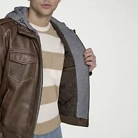 Levi's Mens Faux Leather Hooded Midweight Jacket