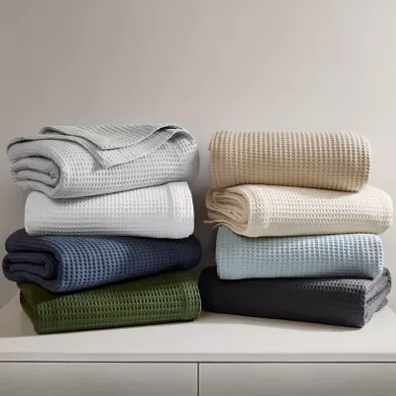 Madison Park Waffle Weave Cotton Lightweight Blanket