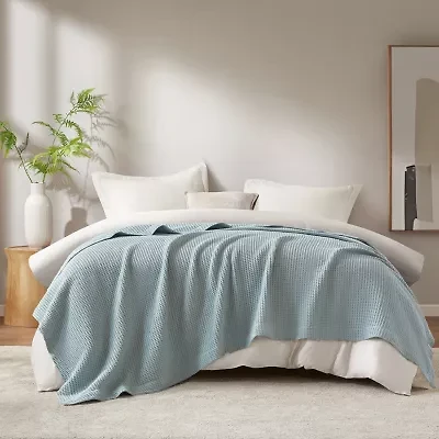 Madison Park Waffle Weave Cotton Lightweight Blanket